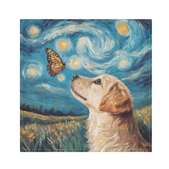 Qxltty Cute Golden Retriever Napkins 20×20in Perfect for Parties Dinners Weddings Cocktail Housewarming Cloth Napkins Set of 1