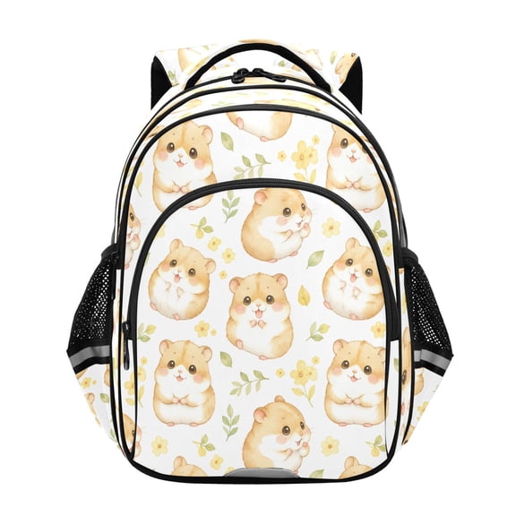 Qxltty Cute Hamster Backpack Lightweight Multi Pocket Daypack Reflective Bookbag with Adjustable Straps