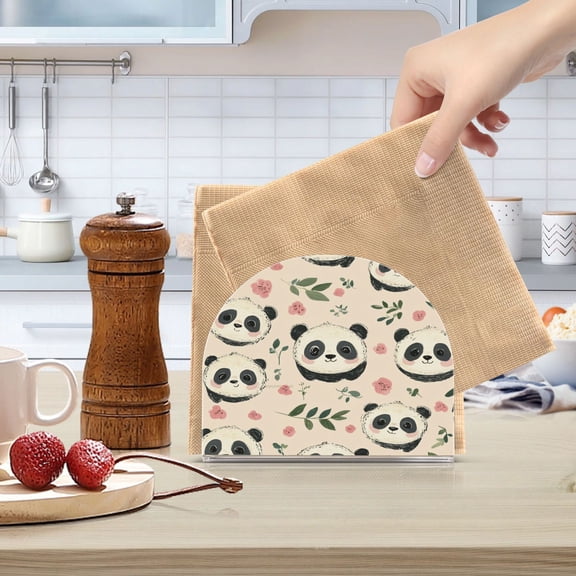 Qxltty Cute Little Panda Acrylic Napkin Holder Set of 2 Transparent Dining Table Kitchen Cafeteria Home Decor 4.1x4.9x1.97in