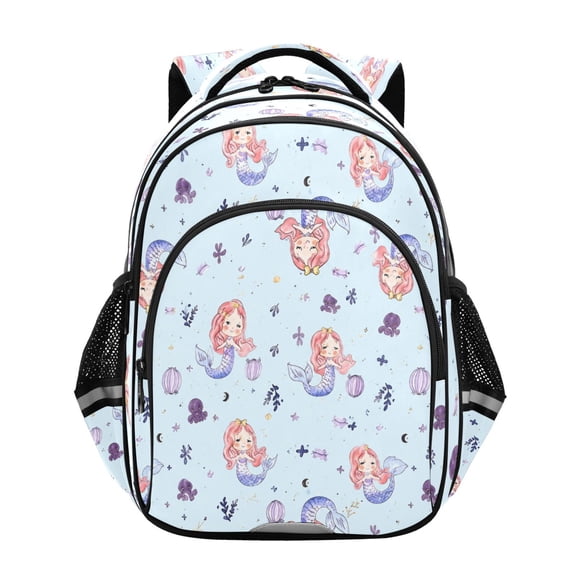 Qxltty Cute Mermaid Backpack Lightweight Multi Pocket Daypack Reflective Bookbag with Adjustable Straps