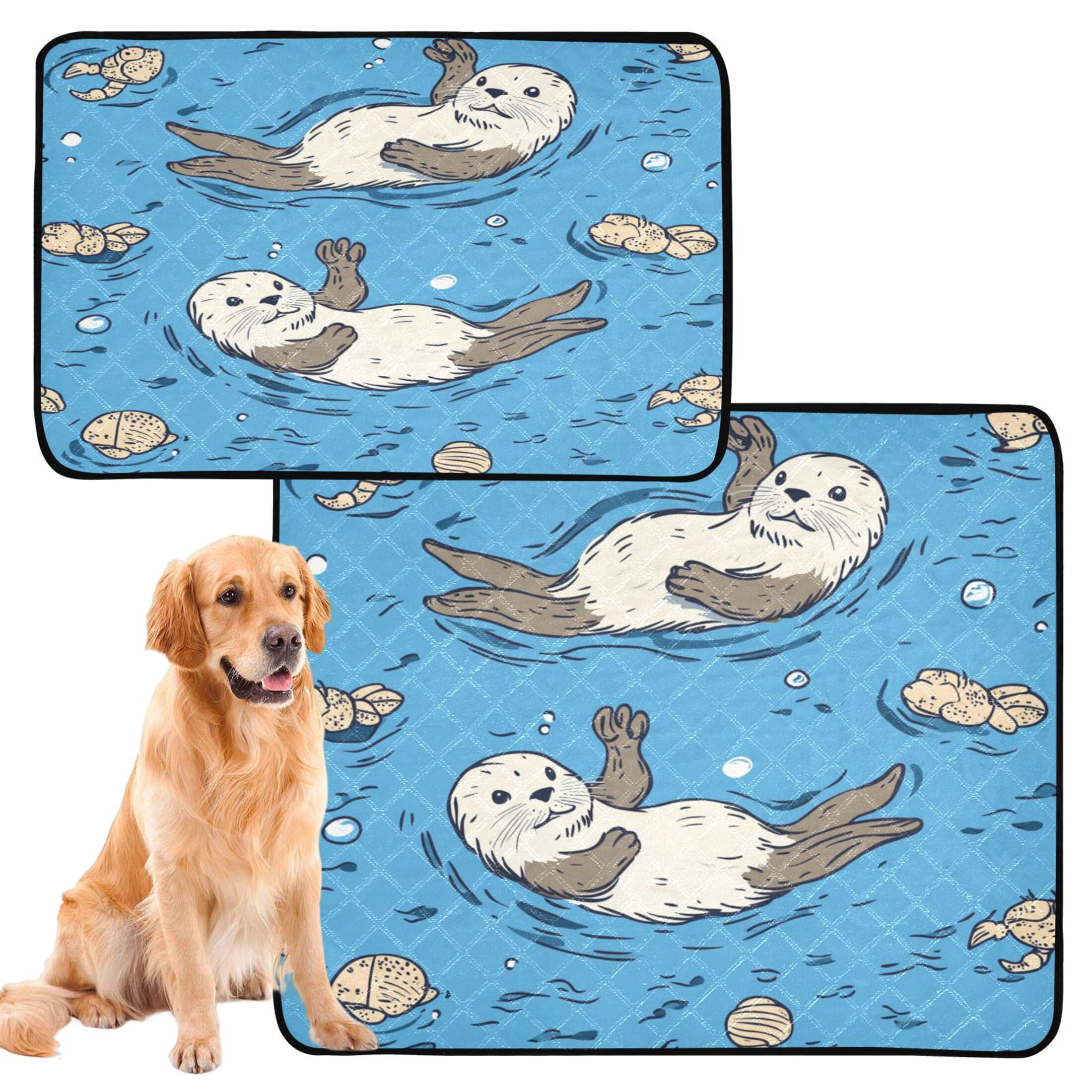Qxltty Cute Otter Pattern Cat litter Pads Pet Set of 2 Diaper Mats Center Anti-leakage Layer Absorbent Soft and Comfortable