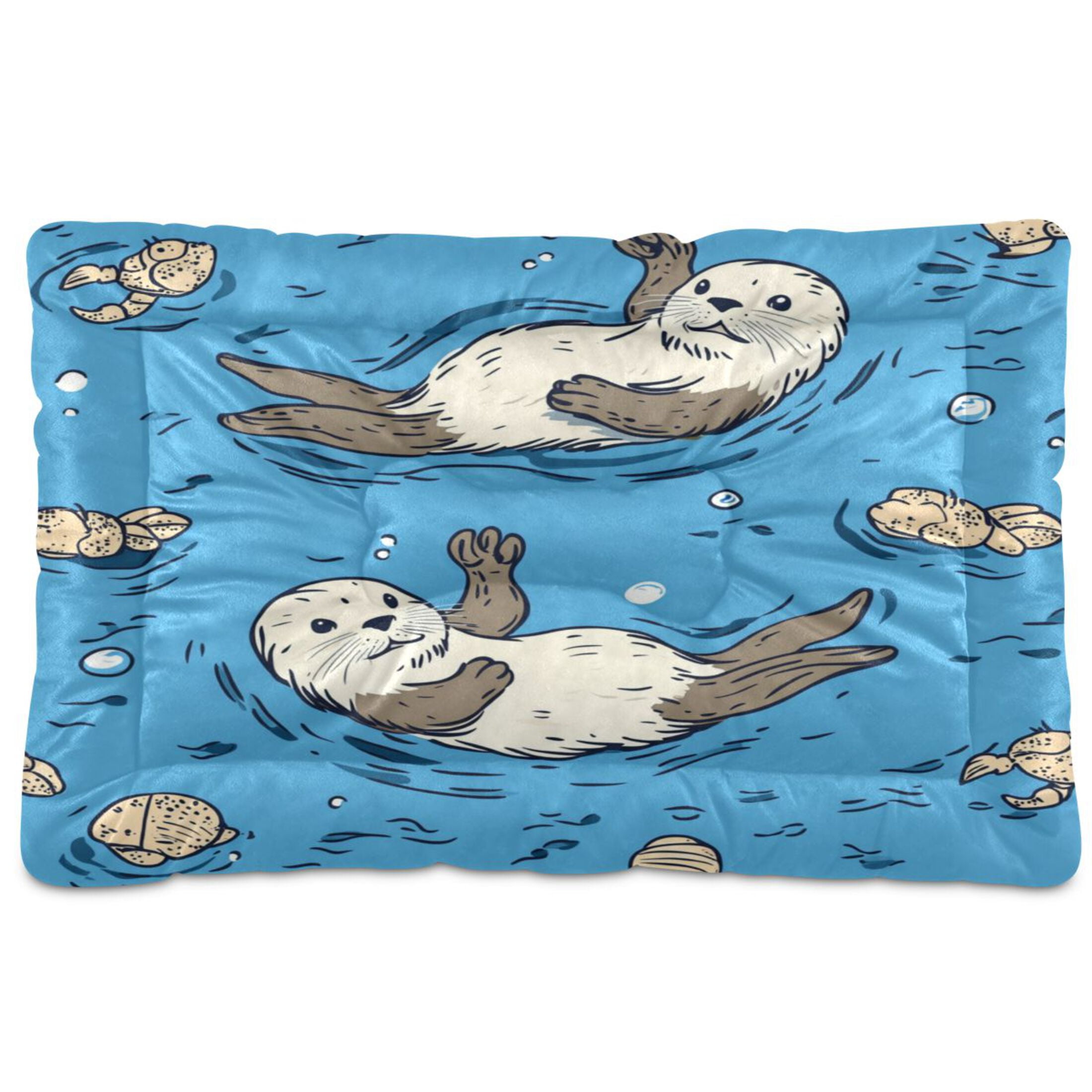 Qxltty Cute Otter Pattern Ped Pad Wear-resistant and Hard to Bite Through Sleeping Pad for Small Medium Large Dogs Winter Pet Bed 36×24in