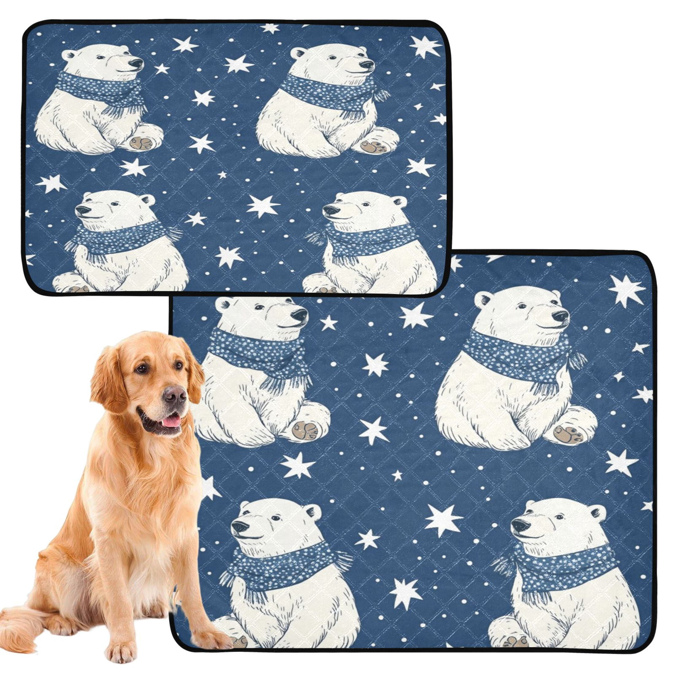 Qxltty Cute Polar Bears Pattern Cat litter Pads Pet Set of 2 Diaper Mats Center Anti-leakage Layer Absorbent Soft and Comfortable