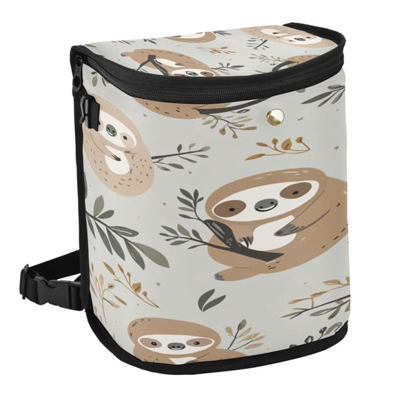 Qxltty Cute Sloth Pattern with Boho Elements Car Trash Can with Lid Vehicle Backseat Hanging Leak Proof Storage Bin