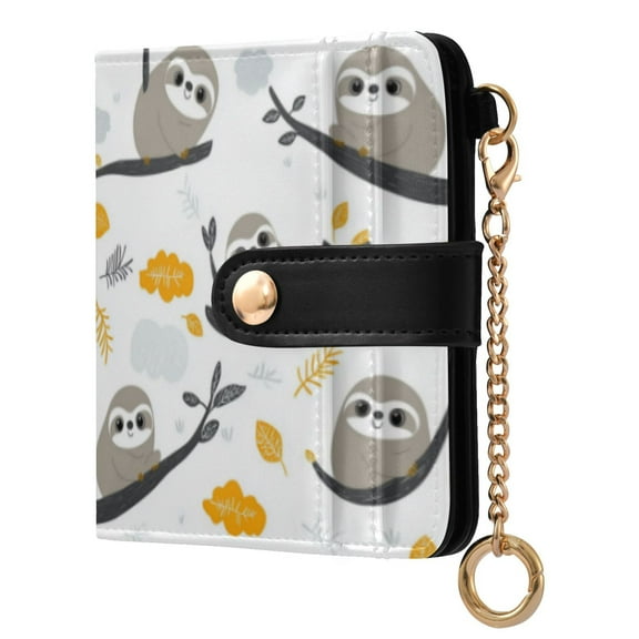 Qxltty Cute Sloth Patterns Lying on A Branch Ladies Wallet Rfid Slim Thin Compact Credit Card Women Wallet Zipper Coin Pocket and ID Window for Female Gifts