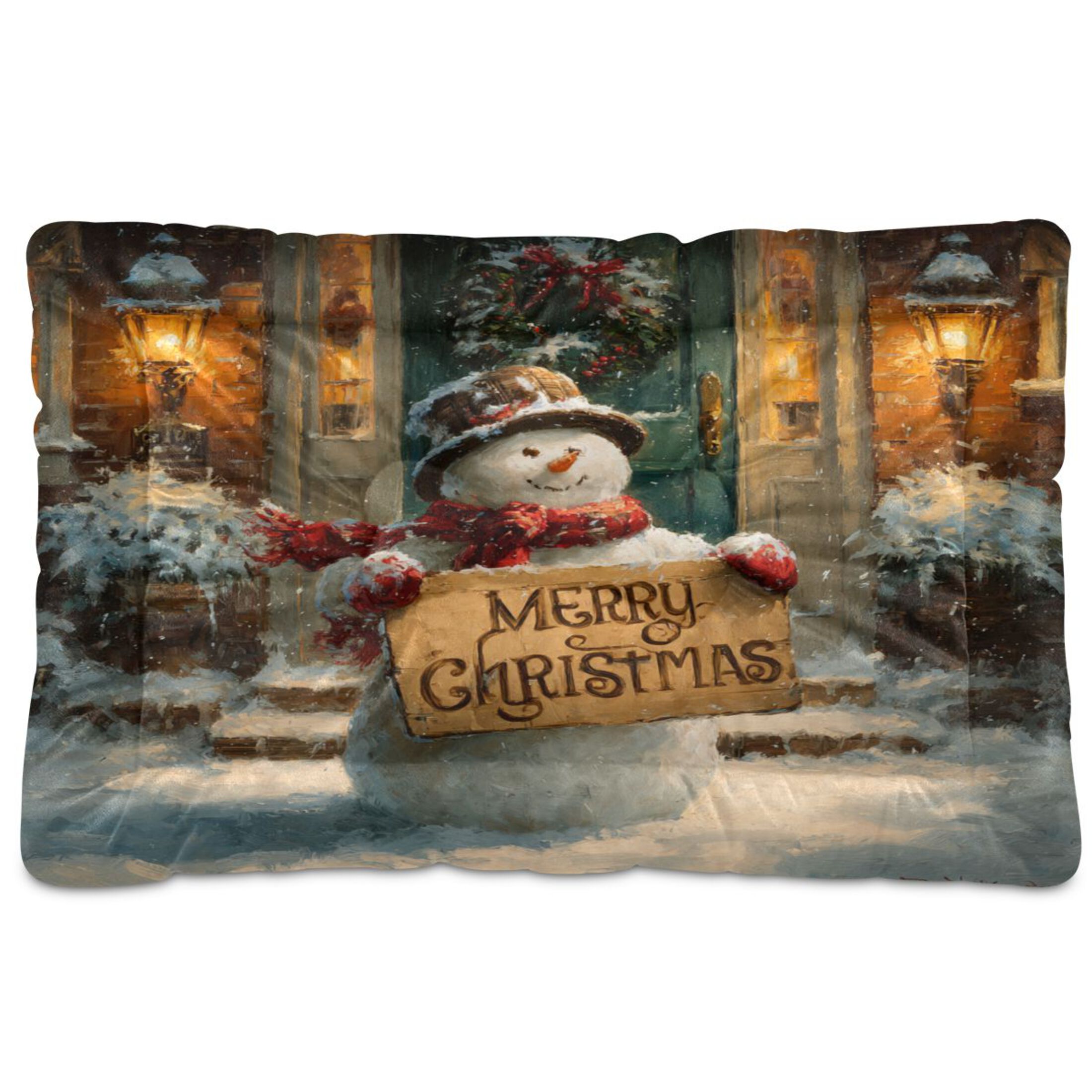 Qxltty Cute Snowman Ped Pad Wear-resistant and Hard to Bite Through Sleeping Pad for Small Medium Large Dogs Winter Pet Bed 36×24in