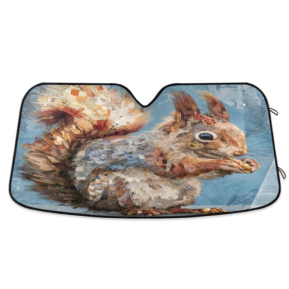 Qxltty Cute Squirrel Car Windshield Sunshades Foldable UV Rays Sun Visor Protector Keep Your Vehicle Cool 57×31.5in