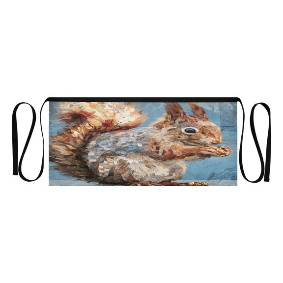 Qxltty Cute Squirrel Kitchen Cooking Apron for Women Men with Pockets Waiter Short Aprons