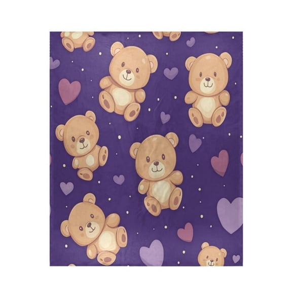 Qxltty Cute Teddy Bear and Heart Pattern Soft Cozy Fluffy Blankets for Couch Sofa Chair Bed Camping Picnic Travel Lightweight Bed 5060inch
