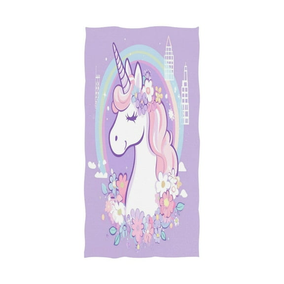 Qxltty Cute Unicorn Purple Pattern Extra Large Bath Towel 32"x64" Super Soft Highly Absorbent Quick Dry Shower Towel for Hotel Bathroom Guest Spa Gym