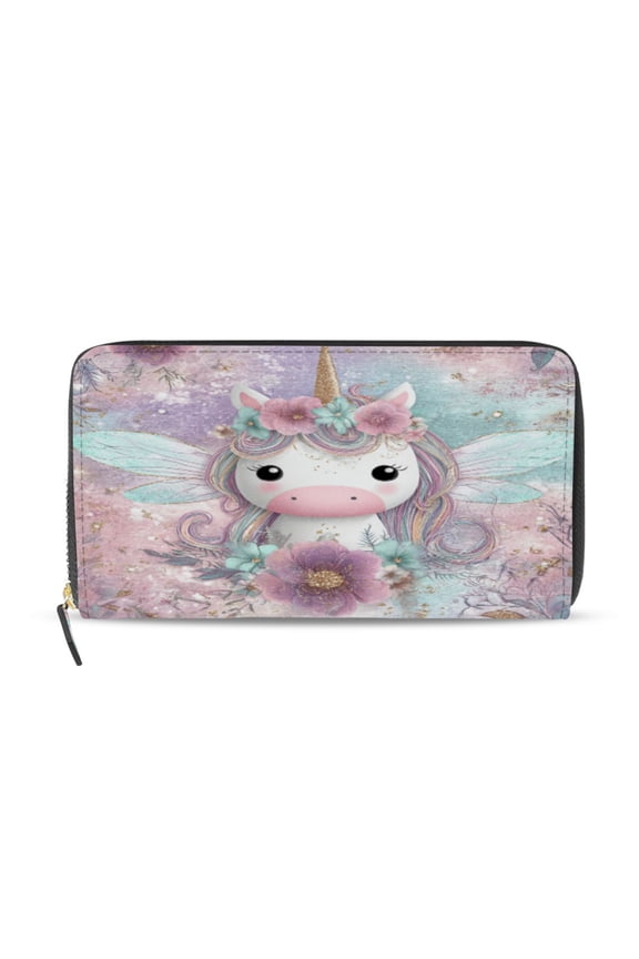 Cute Unicorn Women's Leather Wallet Fashion Retro Multi Card Holder with Cell Phone Pocket Mothers Day Gifts