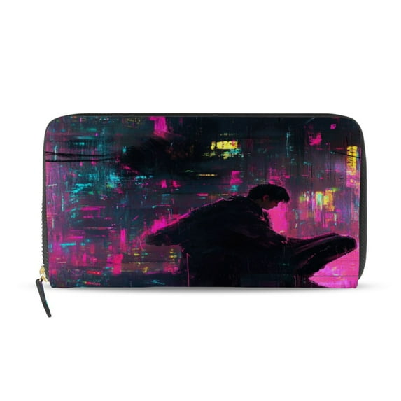Qxltty Cyberpunk's Cool Boy Women's Leather Wallet Fashion Retro Multi Card Holder with Cell Phone Pocket Mothers Day Gifts