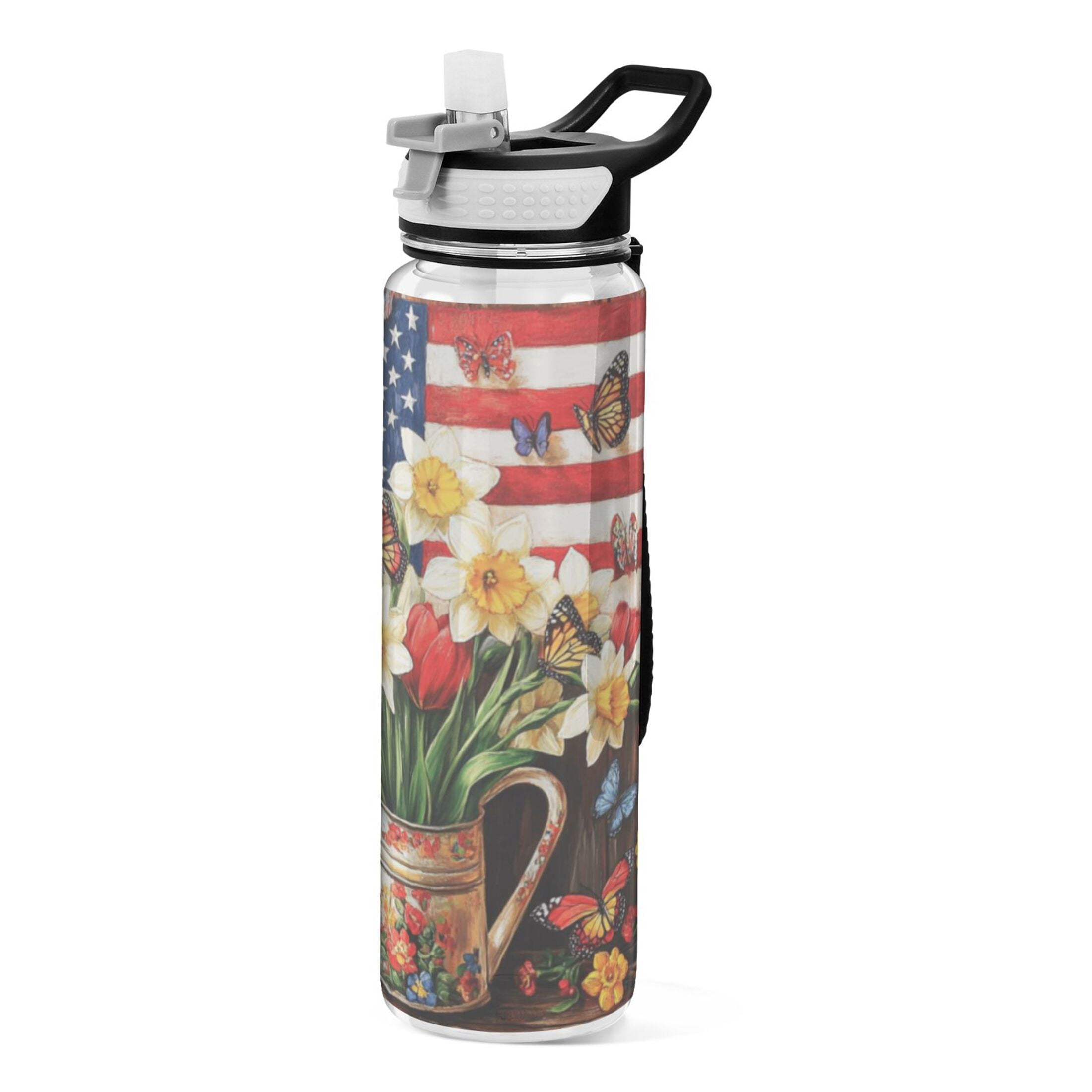 Qxltty Daffodil Pots Water Bottle 32 oz with Straw BPA Free Reusable ...
