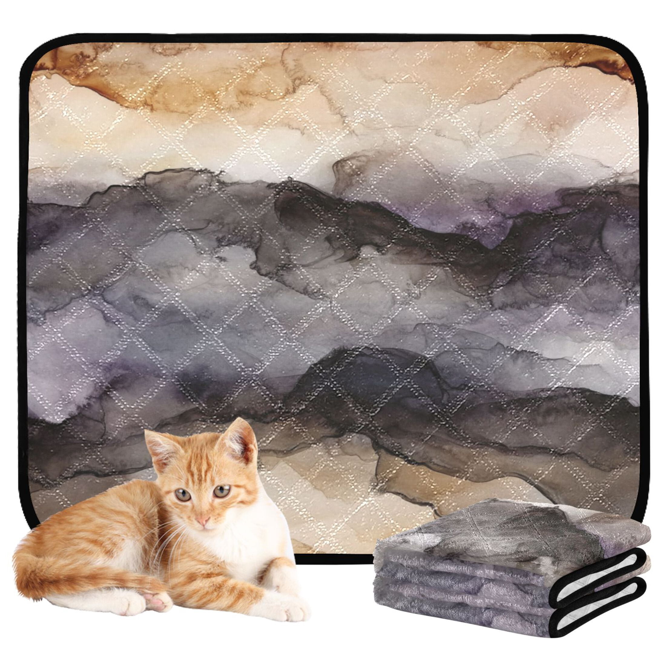 Qxltty Dark Brown Marble Cat litter Pads Pet Set of 3 Diaper Mats Center Anti-leakage Layer Absorbent Soft and Comfortable