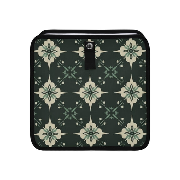 Qxltty Dark Green Geometric Shapes Car Dumpster Collapsible Rear Seat Suspension Trash for Front Seat Center Console in Vehicle