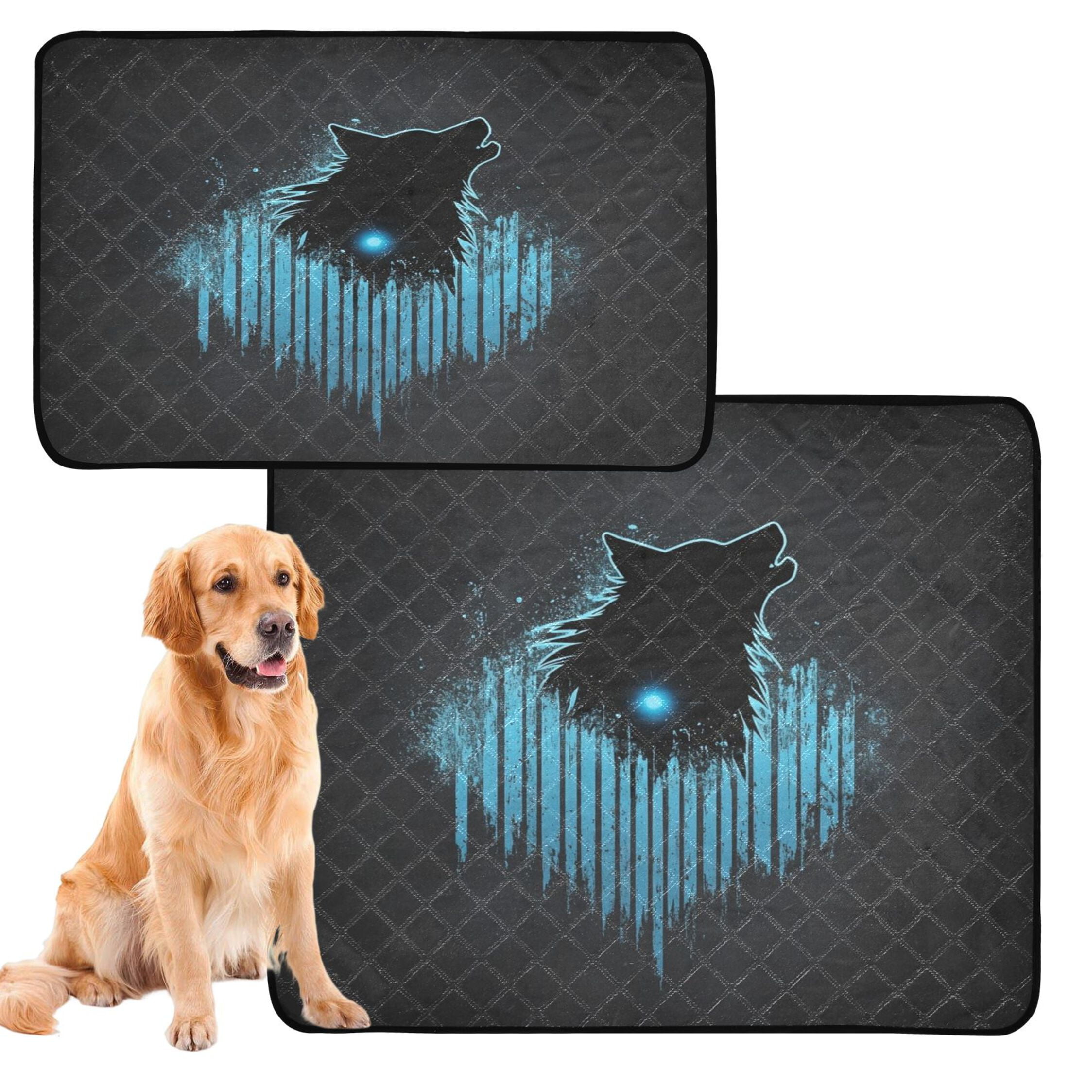 Qxltty Dark Wolf Blue Wave Cat litter Pads Pet Set of 2 Diaper Mats Center Anti-leakage Layer Absorbent Soft and Comfortable