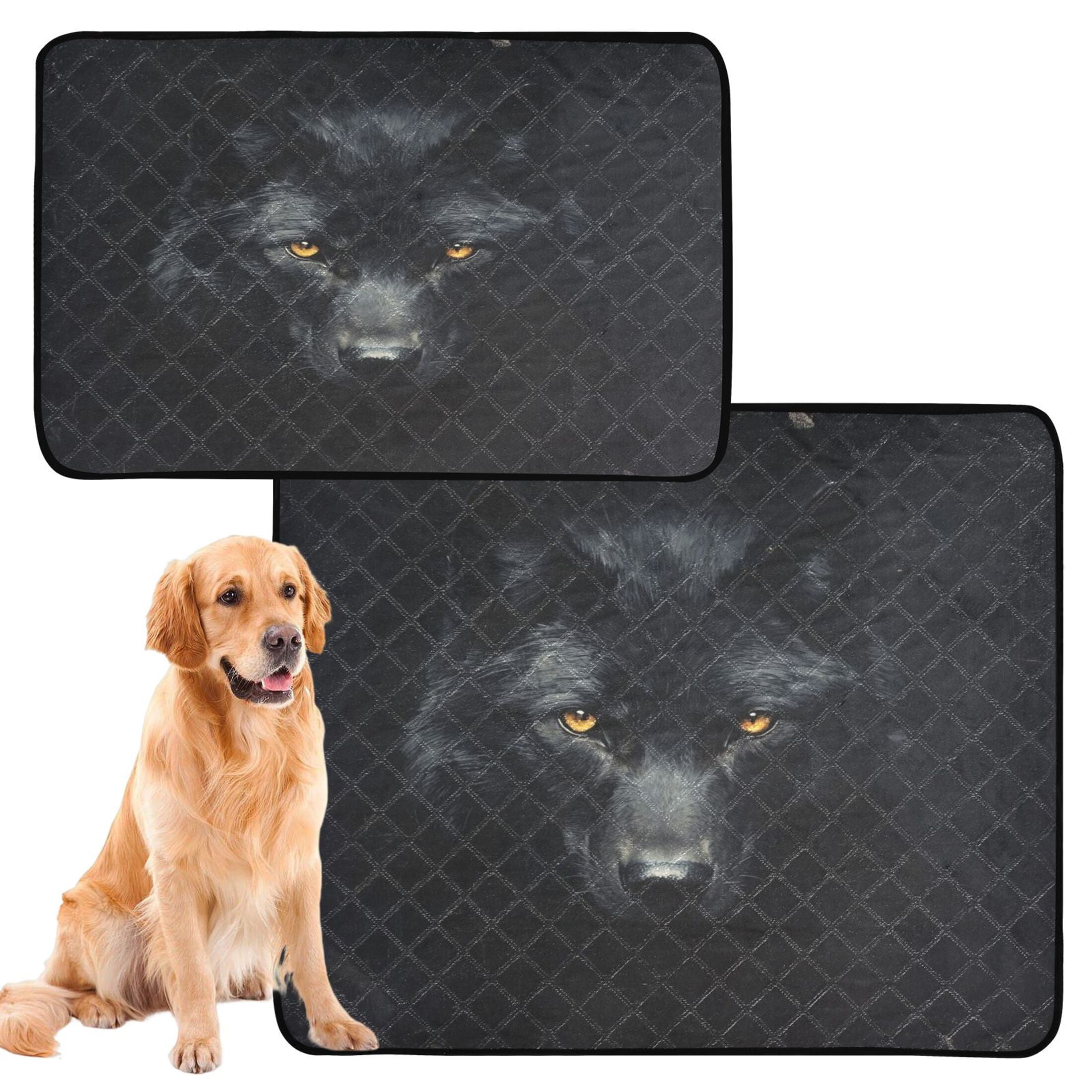 Qxltty Dark Wolf Face Cat litter Pads Pet Set of 2 Diaper Mats Center Anti-leakage Layer Absorbent Soft and Comfortable