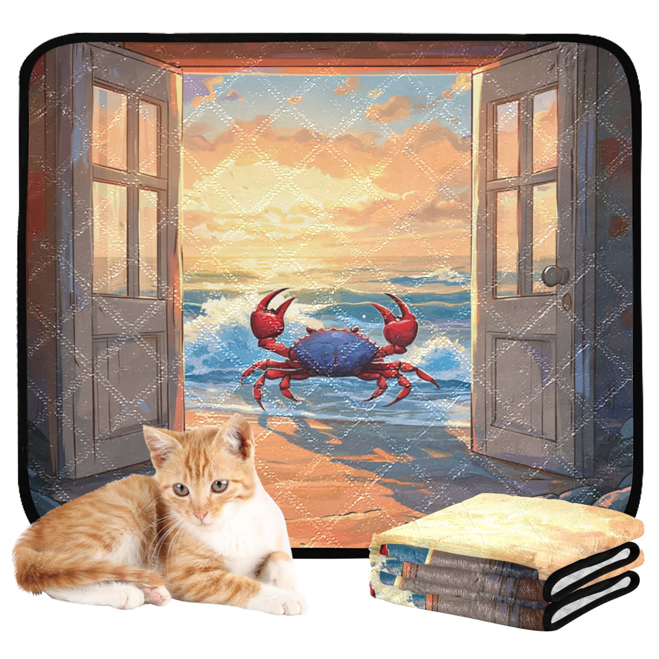 Qxltty Dashing Hairy Crab Cat litter Pads Pet Set of 3 Diaper Mats Center Anti-leakage Layer Absorbent Soft and Comfortable