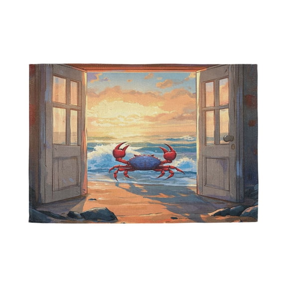Qxltty Dashing Hairy Crab Placemats Set of 1 Heat Resistant Non-Slip Place mat for Dining Table Washable Durable Polyester Woven Table Decorations