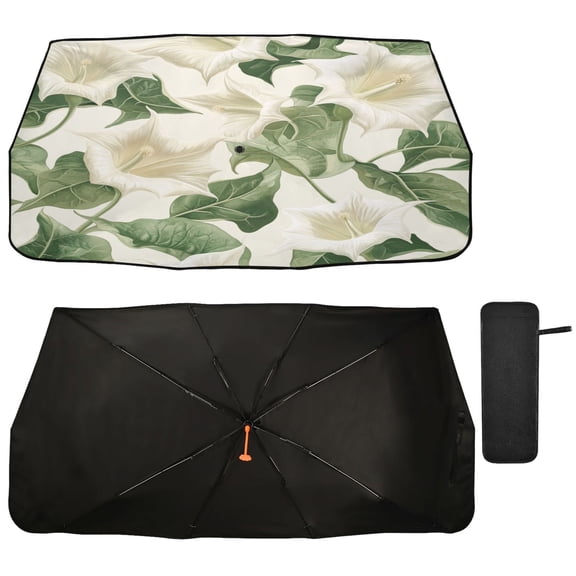 Qxltty Datura Stramonium Car Windshield Sunshade Umbrella Quality Black Rubberized Fabric Can Effectively Block UV Rays Heat