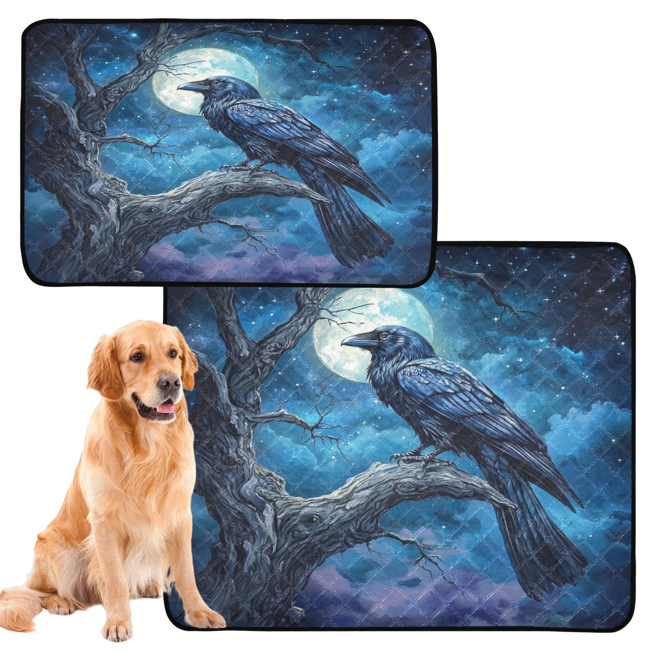 Qxltty Dead Trees Dark Crows Cat litter Pads Pet Set of 2 Diaper Mats Center Anti-leakage Layer Absorbent Soft and Comfortable