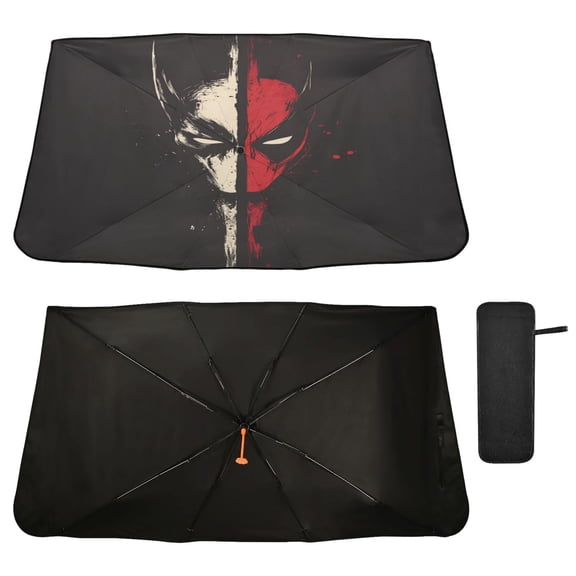 Qxltty Deadpool and Wolverine Windshield Sun Shade Umbrella Protect Car from Sunrays and Heat Damage Keep Cool and Interior