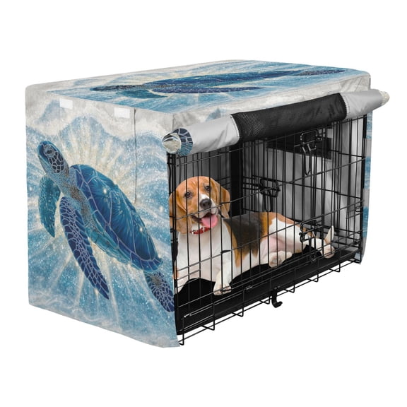Qxltty Deep Blue Sea Turtle Crate Cover Durable Oxford Cloth Pet Kennel Sunshade Universal Fit for 53in Wire Cage