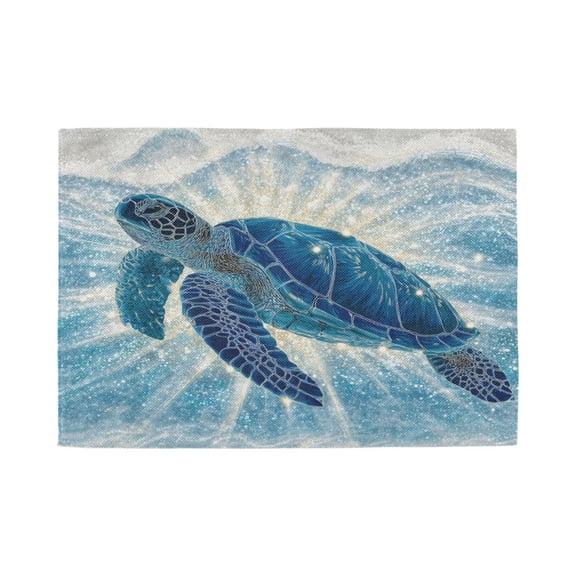 Qxltty Deep Blue Sea Turtle Placemats Set of 1 Heat Resistant Non-Slip Place mat for Dining Table Washable Durable Polyester Woven Table Decorations