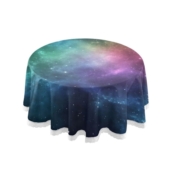 Qxltty Deep Outer Space Round Tablecloth 60 Inch Dia Washable Table Cover with Dust-Proof Wrinkle Resistant for Restaurant Picnic Indoor and Outdoor Dining