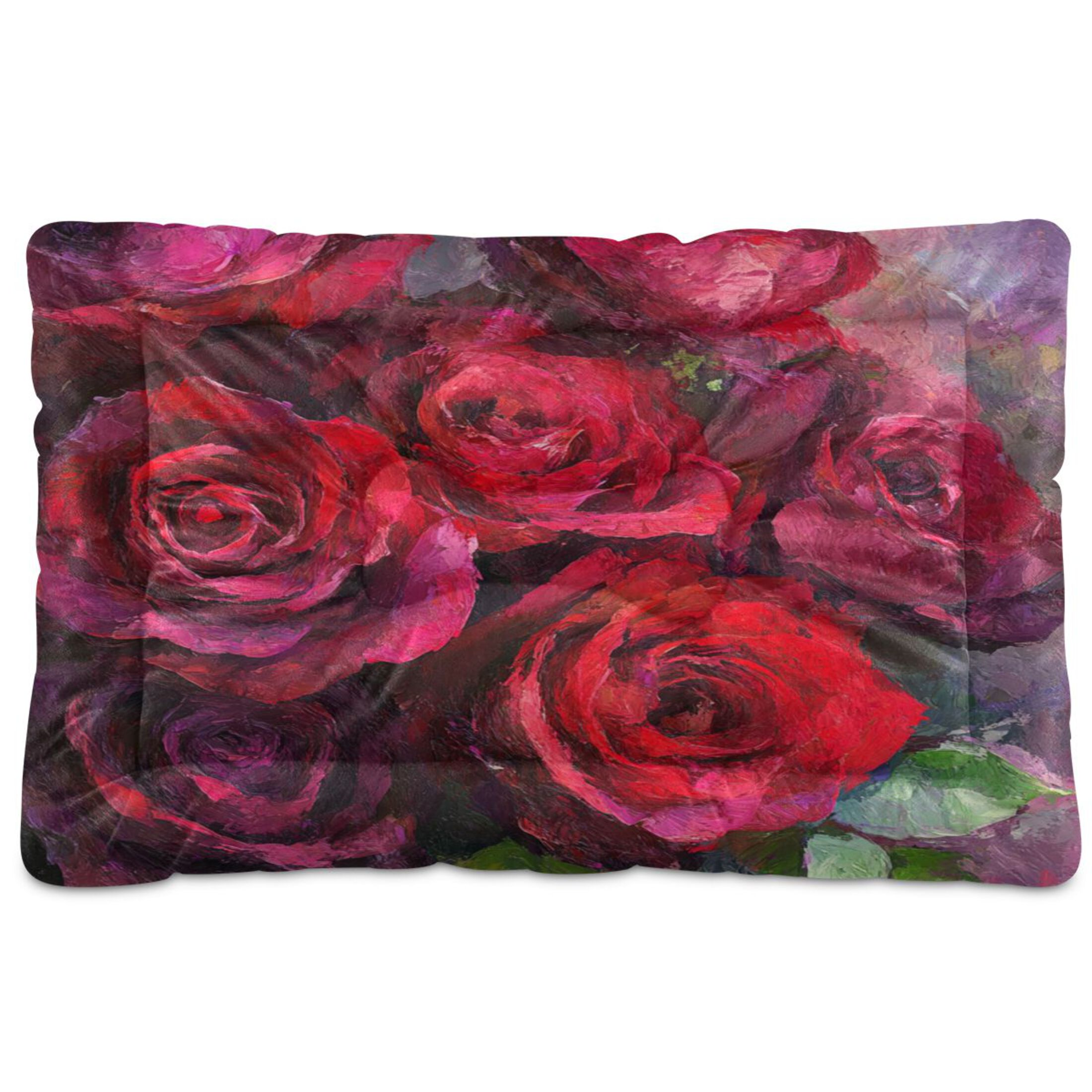 Qxltty Deep Red Roses Ped Pad Wear-resistant and Hard to Bite Through Sleeping Pad for Small Medium Large Dogs Winter Pet Bed 36×24in