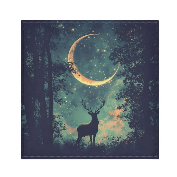 Qxltty Deer in The Mystic Forest Pattern Napkins 20×20in Perfect for Parties Dinners Weddings Cocktail Housewarming Cloth Napkins Set of 6