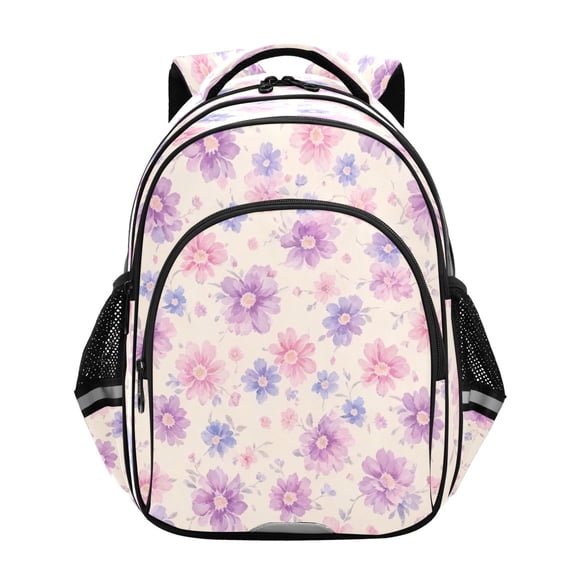 Qxltty Delicate Floral Backpack Lightweight Multi Pocket Daypack Reflective Bookbag with Adjustable Straps