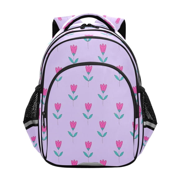 Qxltty Delicate Purple Bouquet Backpack Lightweight Multi Pocket Daypack Reflective Bookbag with Adjustable Straps