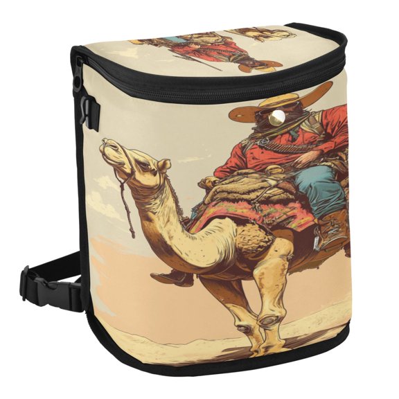 Qxltty Desert Adventure Hunter Car Trash Can with Lid Vehicle Backseat Hanging Leak Proof Storage Bin