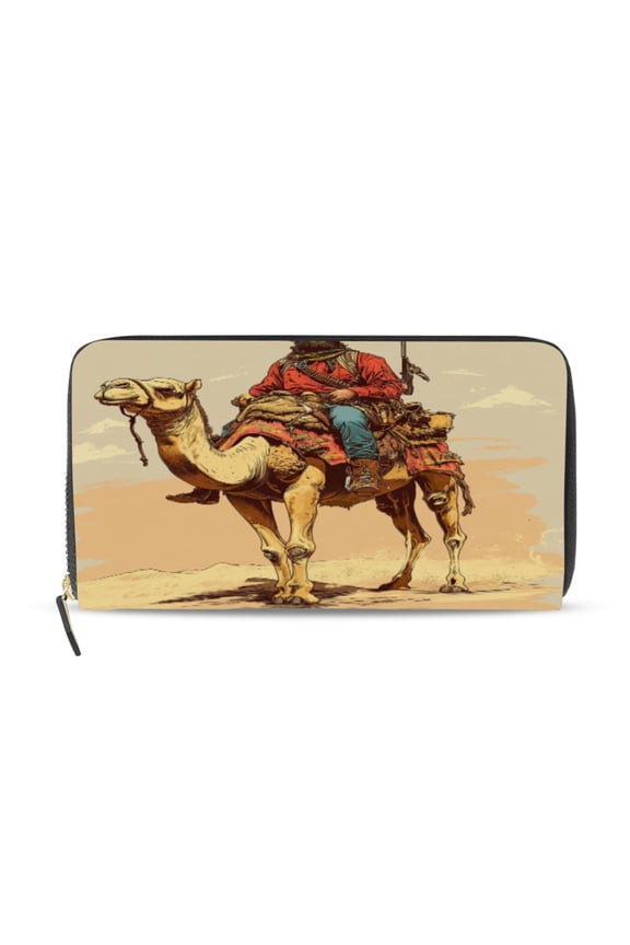Desert Adventure Hunter Women's Leather Wallet Fashion Retro Multi Card Holder with Cell Phone Pocket Mothers Day Gifts