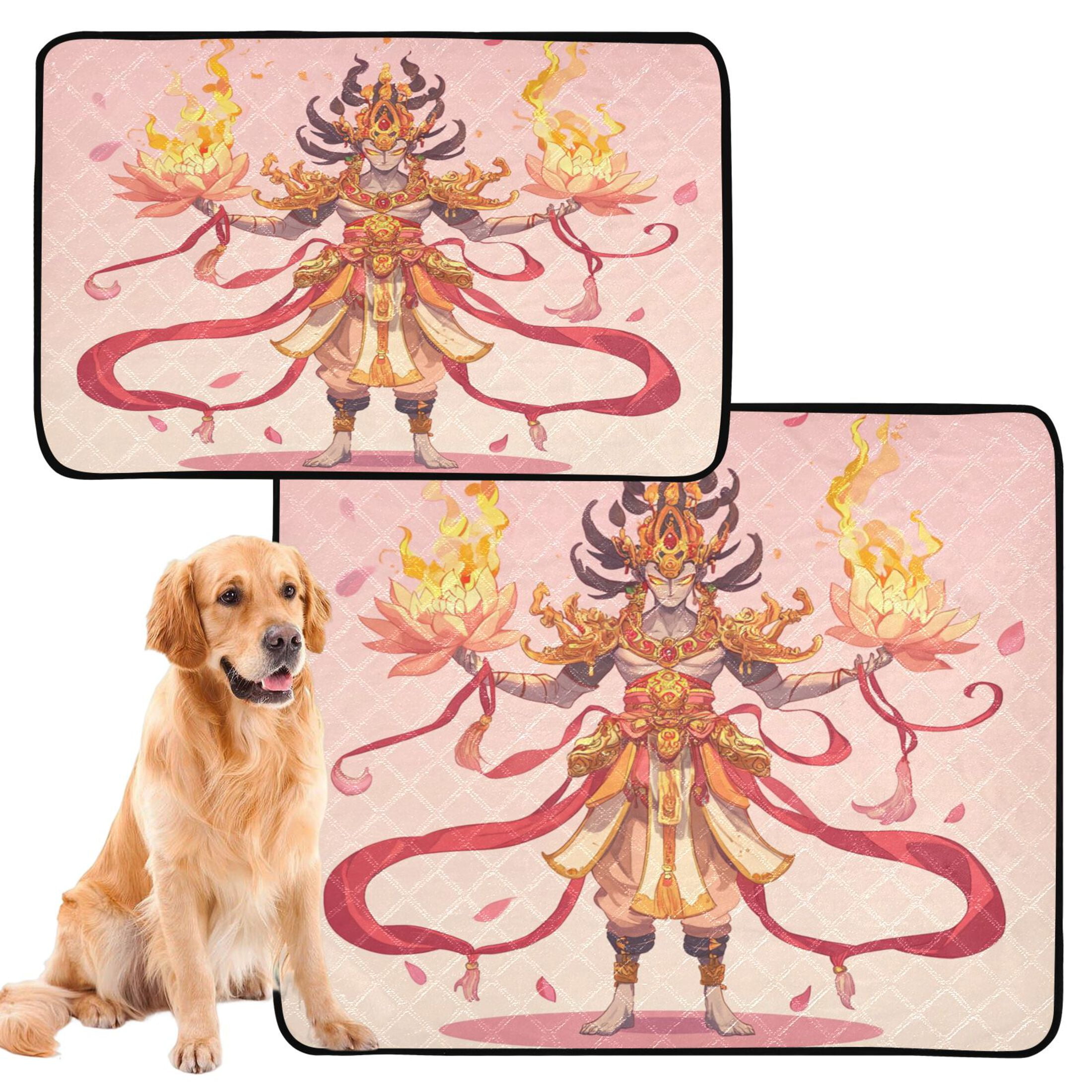 Qxltty Devil King Nezha Cat litter Pads Pet Set of 2 Diaper Mats Center Anti-leakage Layer Absorbent Soft and Comfortable