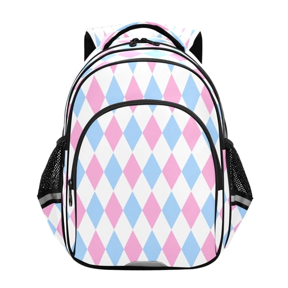 Qxltty Diamond Checkered Backpack Lightweight Multi Pocket Daypack Reflective Bookbag with Adjustable Straps
