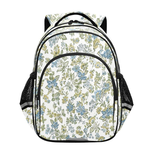 Qxltty Ditsy Soft Blue Bloom Backpack Lightweight Multi Pocket Daypack Reflective Bookbag with Adjustable Straps