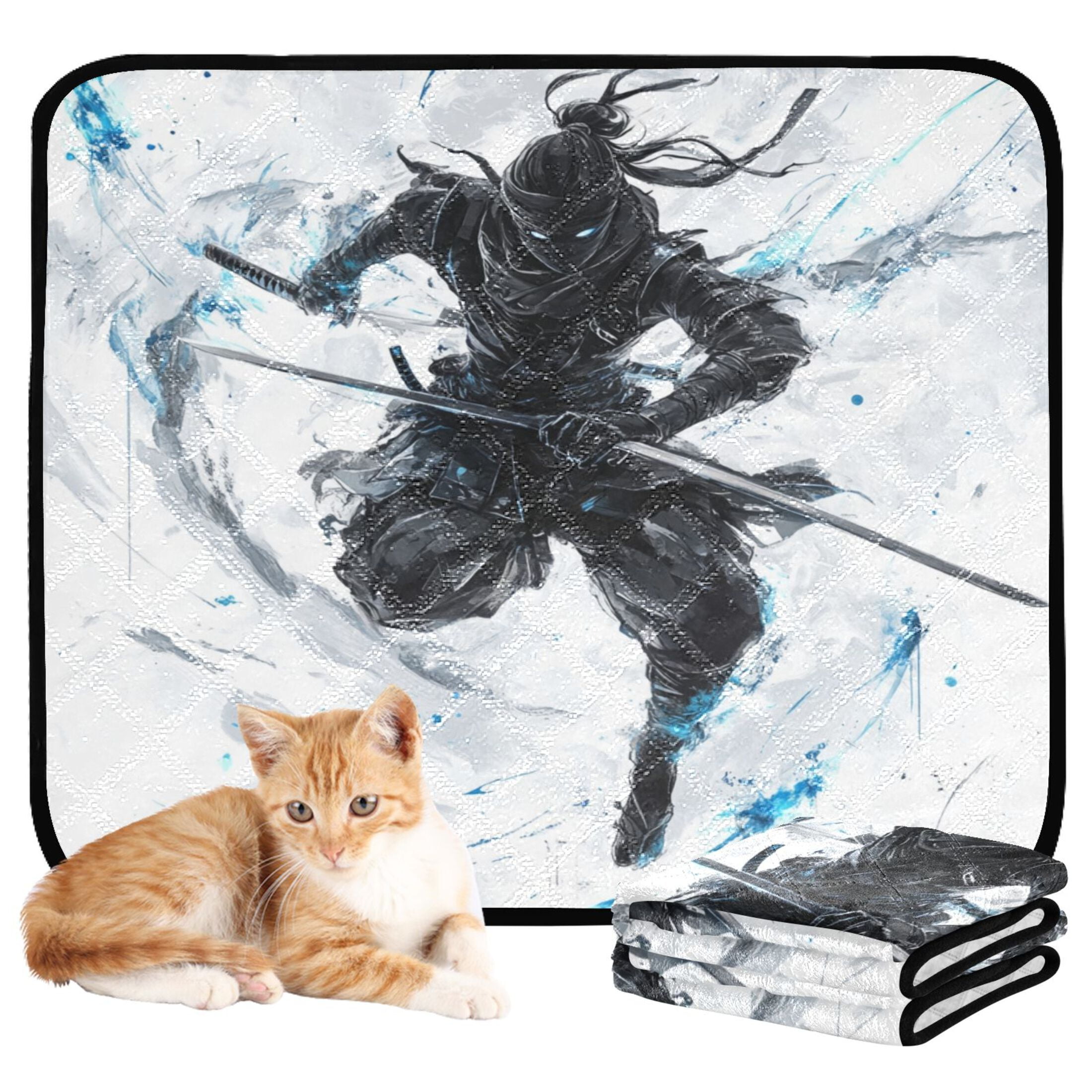 Qxltty Doubl Sword Ninja Cat litter Pads Pet Set of 3 Diaper Mats Center Anti-leakage Layer Absorbent Soft and Comfortable