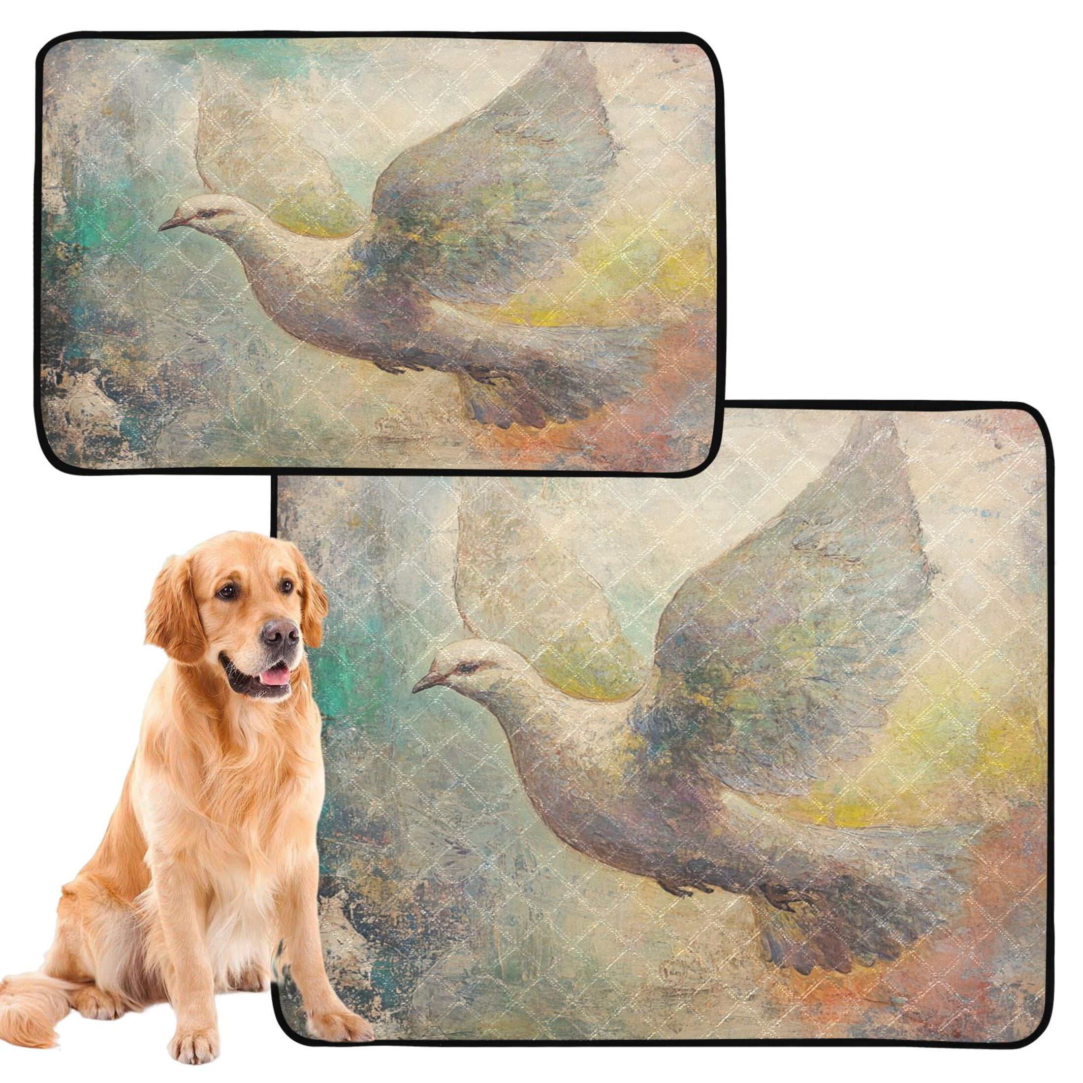 Qxltty Dove Of Peace Cat litter Pads Pet Set of 2 Diaper Mats Center Anti-leakage Layer Absorbent Soft and Comfortable