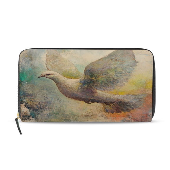 Qxltty Dove Of Peace Women's Leather Wallet Fashion Retro Multi Card Holder with Cell Phone Pocket Mothers Day Gifts