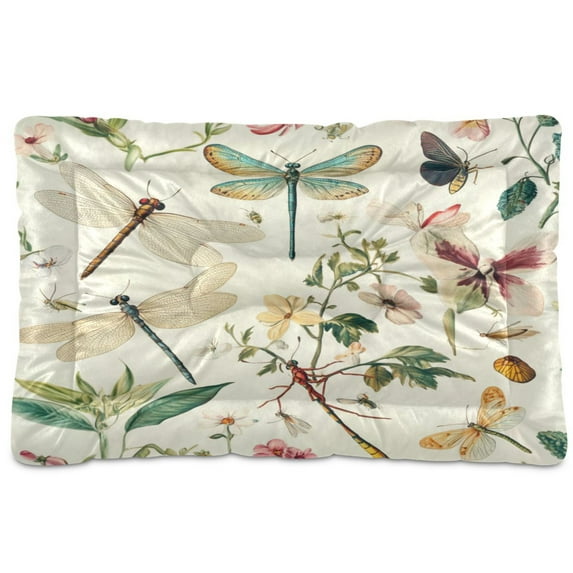 Qxltty Dragonfly Print Painting Ped Pad Wear-resistant and Hard to Bite Through Sleeping Pad for Small Medium Large Dogs Winter Pet Bed 36×24in