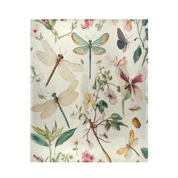 Qxltty Dragonfly Print Painting Soft Cozy Fluffy Blankets for Couch Sofa Chair Bed Camping Picnic Travel Lightweight Bed 5060inch