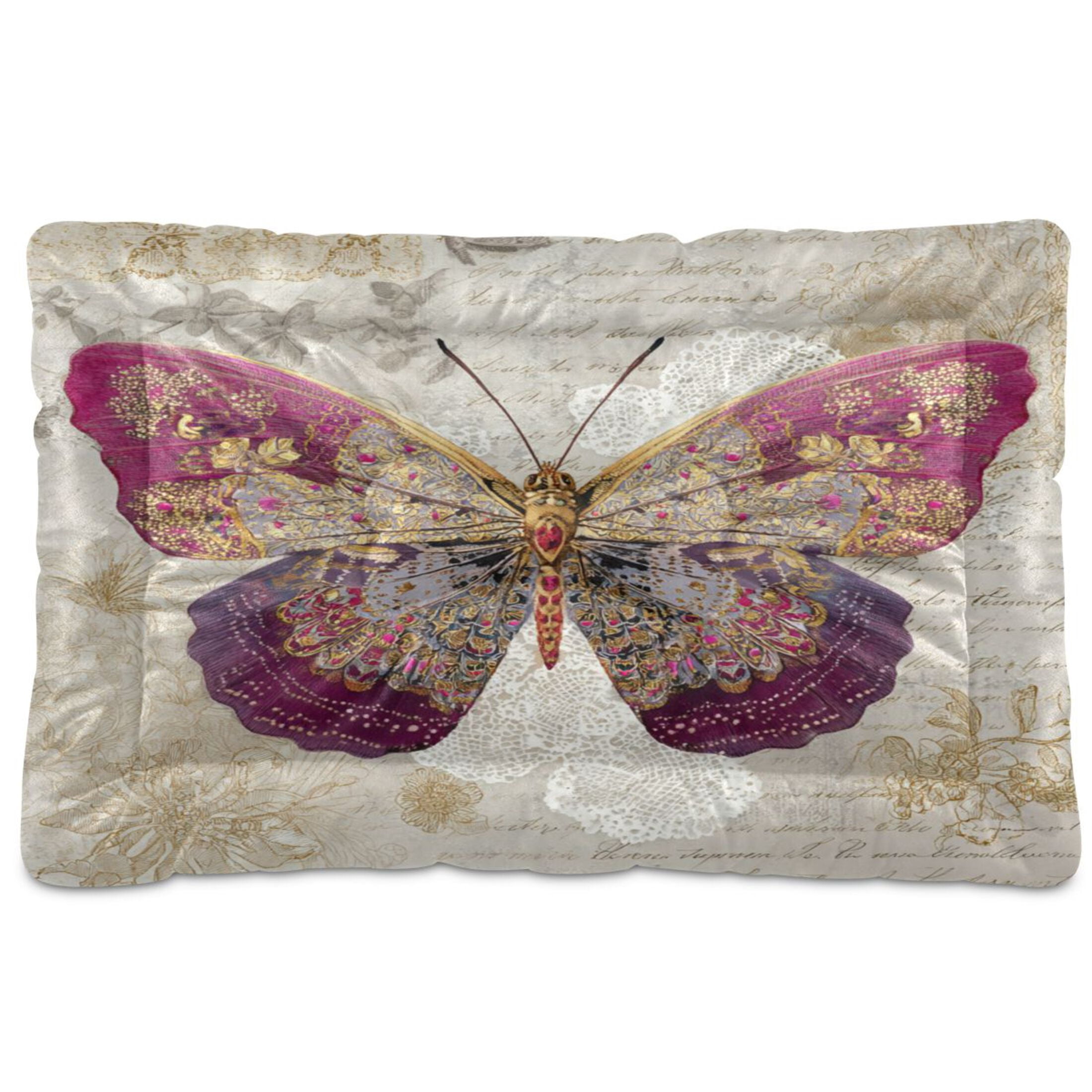 Qxltty Dreamy Butterfly Ped Pad Wear-resistant and Hard to Bite Through Sleeping Pad for Small Medium Large Dogs Winter Pet Bed 36×24in