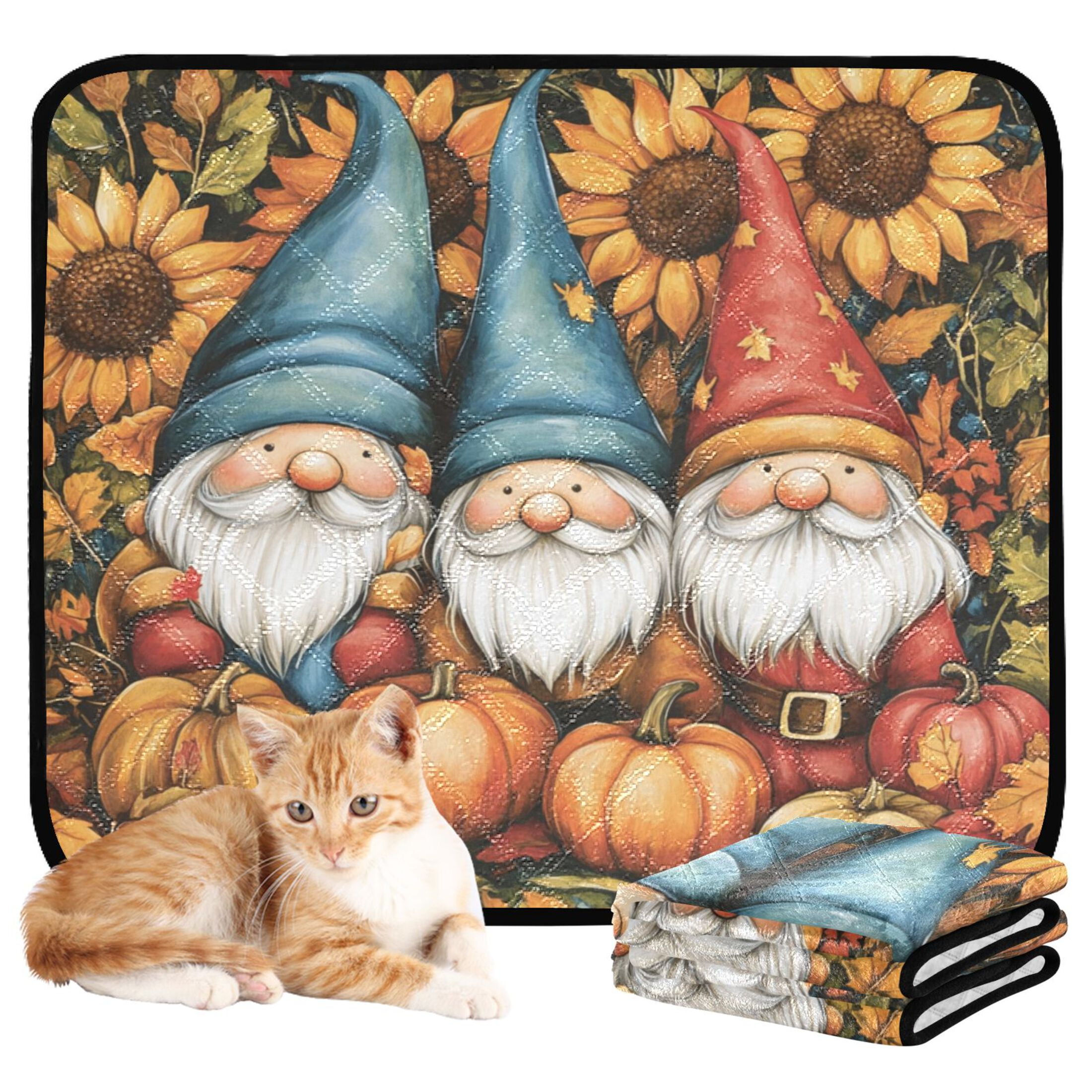 Qxltty Dwarf Elves Fall Cat litter Pads Pet Set of 3 Diaper Mats Center Anti-leakage Layer Absorbent Soft and Comfortable
