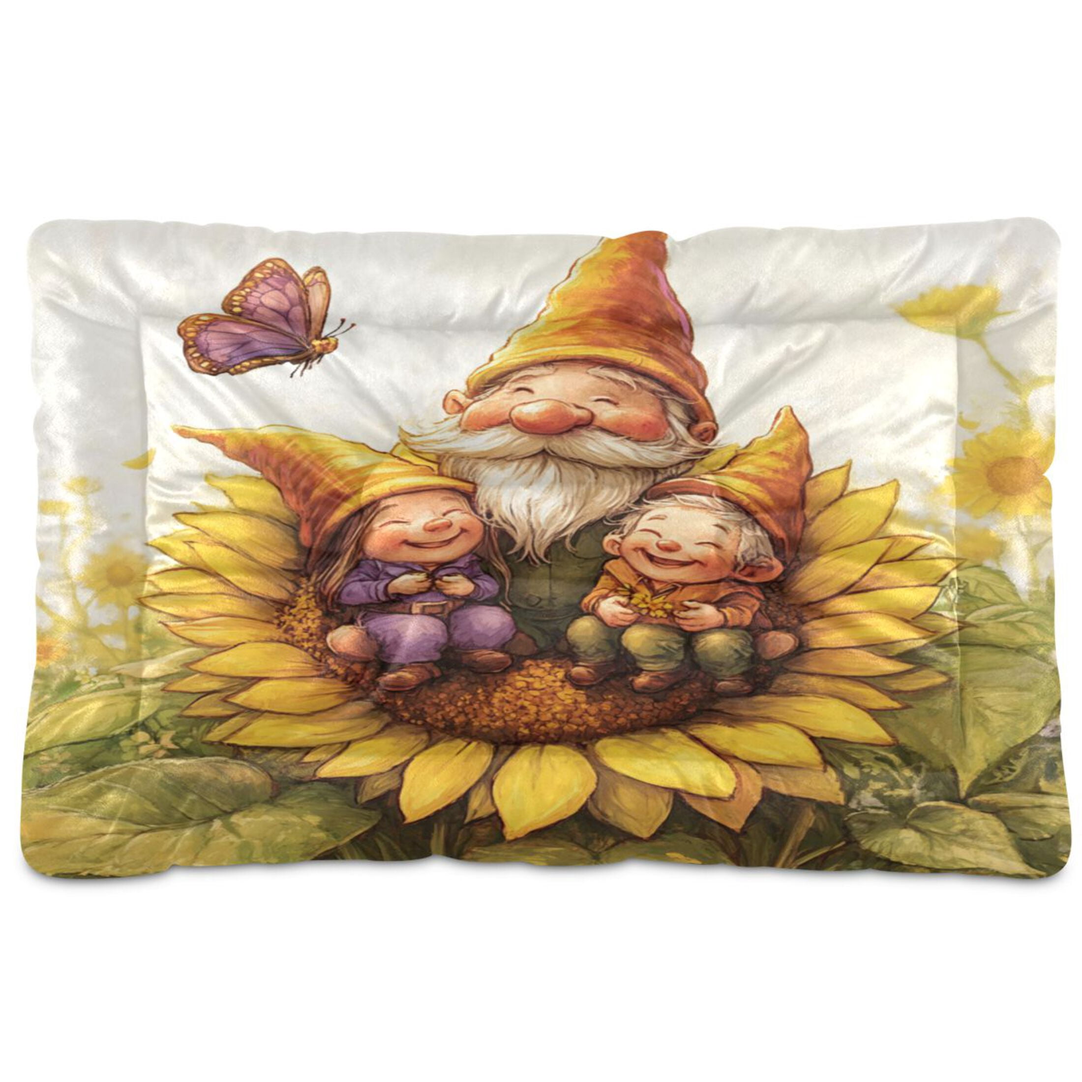 Qxltty Dwarf Elves Sunflower Ped Pad Wear-resistant and Hard to Bite Through Sleeping Pad for Small Medium Large Dogs Winter Pet Bed 36×24in