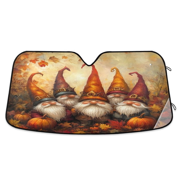 Qxltty Dwarf Pumpkin Figures Car Windshield Sunshades Foldable UV Rays Sun Visor Protector Keep Your Vehicle Cool 55×27.6in