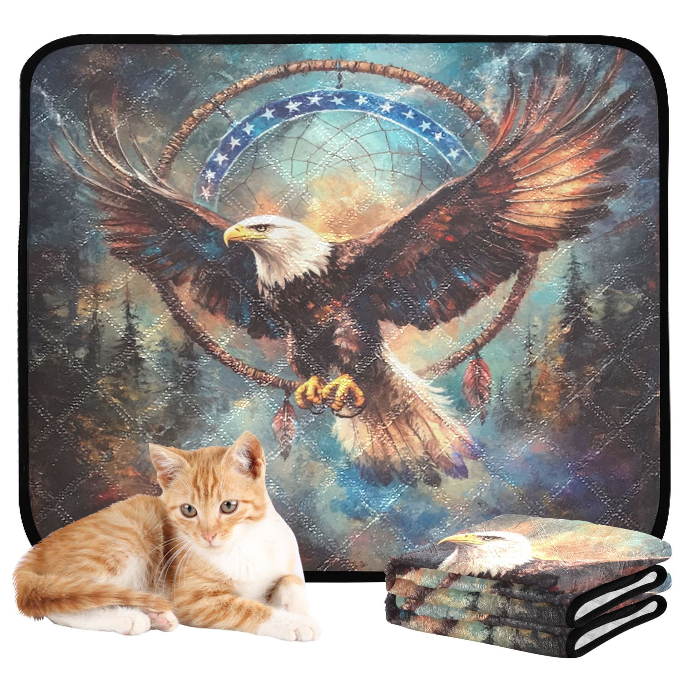 Qxltty Eagle Soaring in The Sky Cat litter Pads Pet Set of 3 Diaper Mats Center Anti-leakage Layer Absorbent Soft and Comfortable