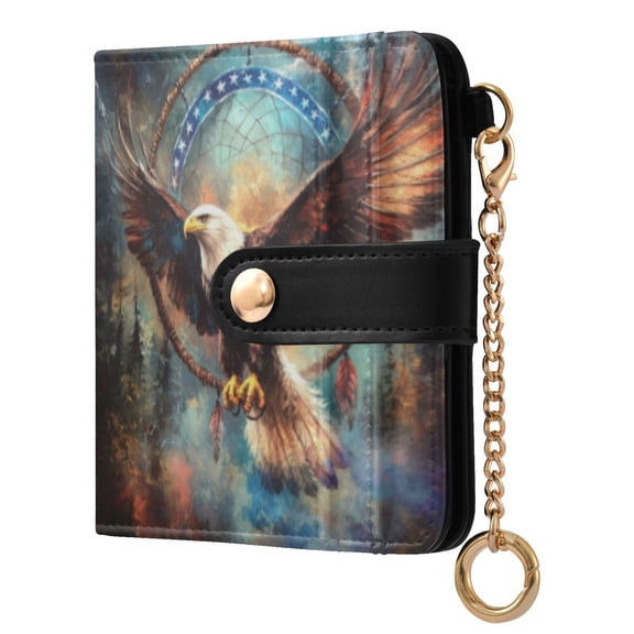 Qxltty Eagle Soaring in The Sky Ladies Wallet Rfid Slim Thin Compact Credit Card Women Wallet Zipper Coin Pocket and ID Window for Female Gifts
