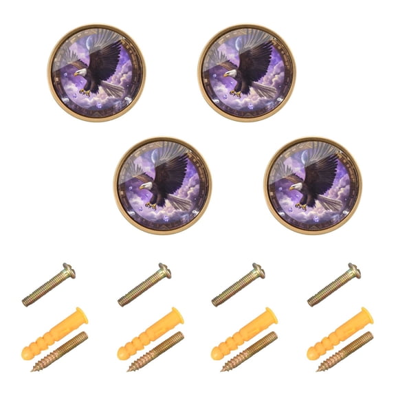Qxltty Eagleflying in The Sky Cabinet Knobs Kitchen Drawer Knobs Round Door Pulls Dressing Table Wardrobe Closet Knob Handles Decorative Set of 4